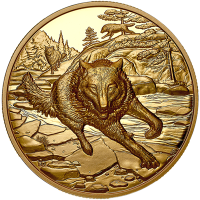 위대한 사냥꾼: 회색 늑대 – 1온스 순금 울트라 하이 릴리프 동전 특징