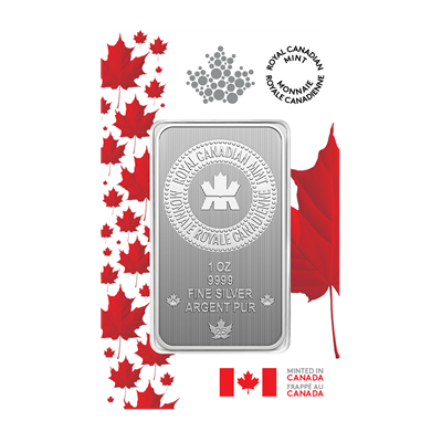 캐나다 자부심이 담긴 포장으로 제공되는 순은 바 - 1온스 99.99% 순은 2025 (프리미엄 불리온) 특징