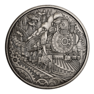 기발한 이야기: 증기 기관차 – 3온스 순은 동전 특징