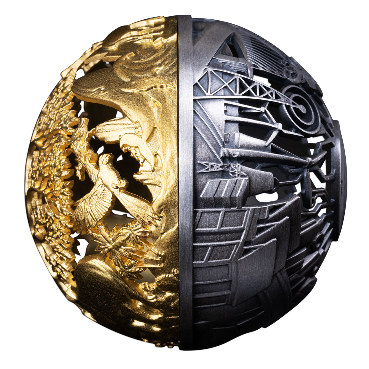 구형 필리그리 자연과 기술 – 2온스 순은 동전