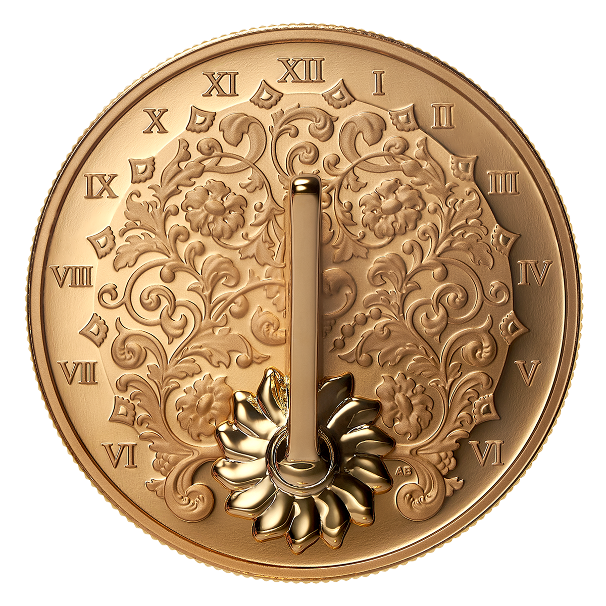 금도금 해시계 - 1온스 순은 동전