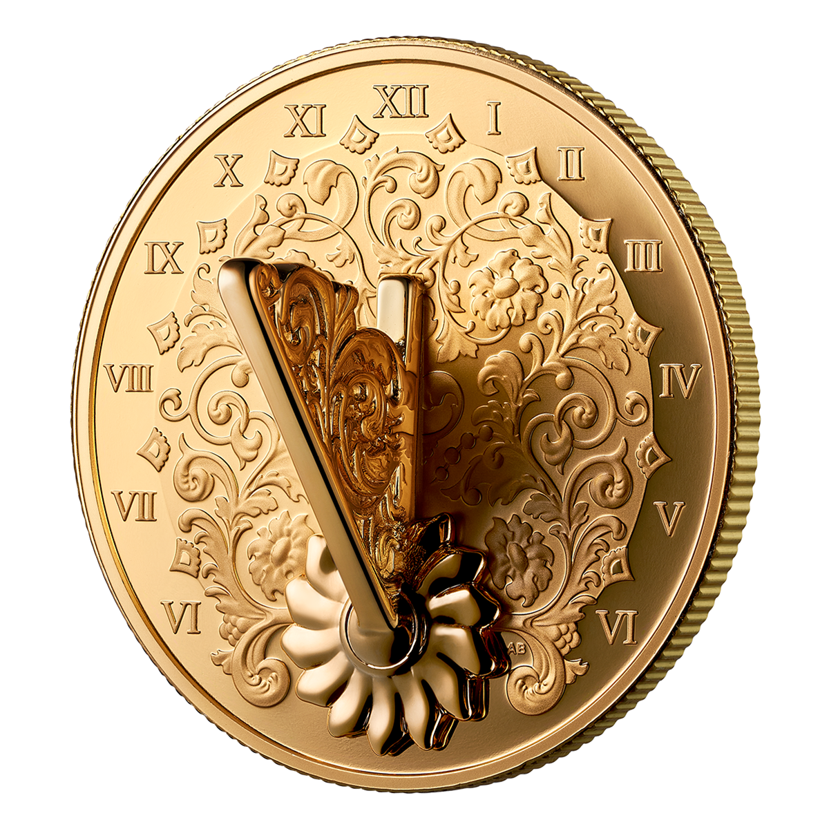 금도금 해시계 - 1온스 순은 동전