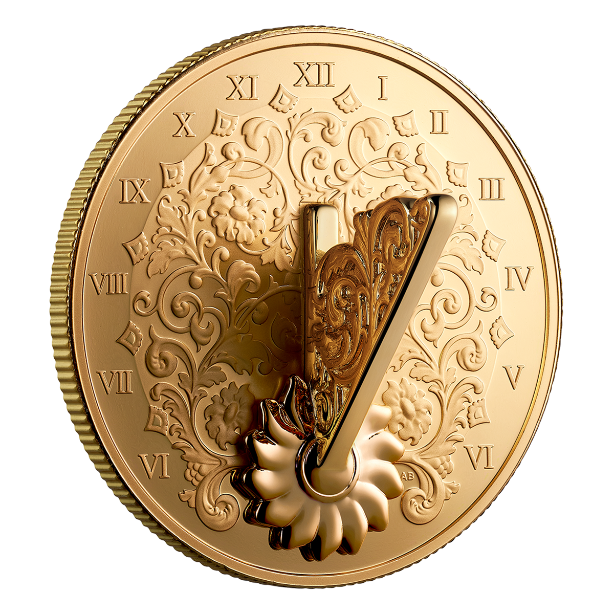금도금 해시계 - 1온스 순은 동전