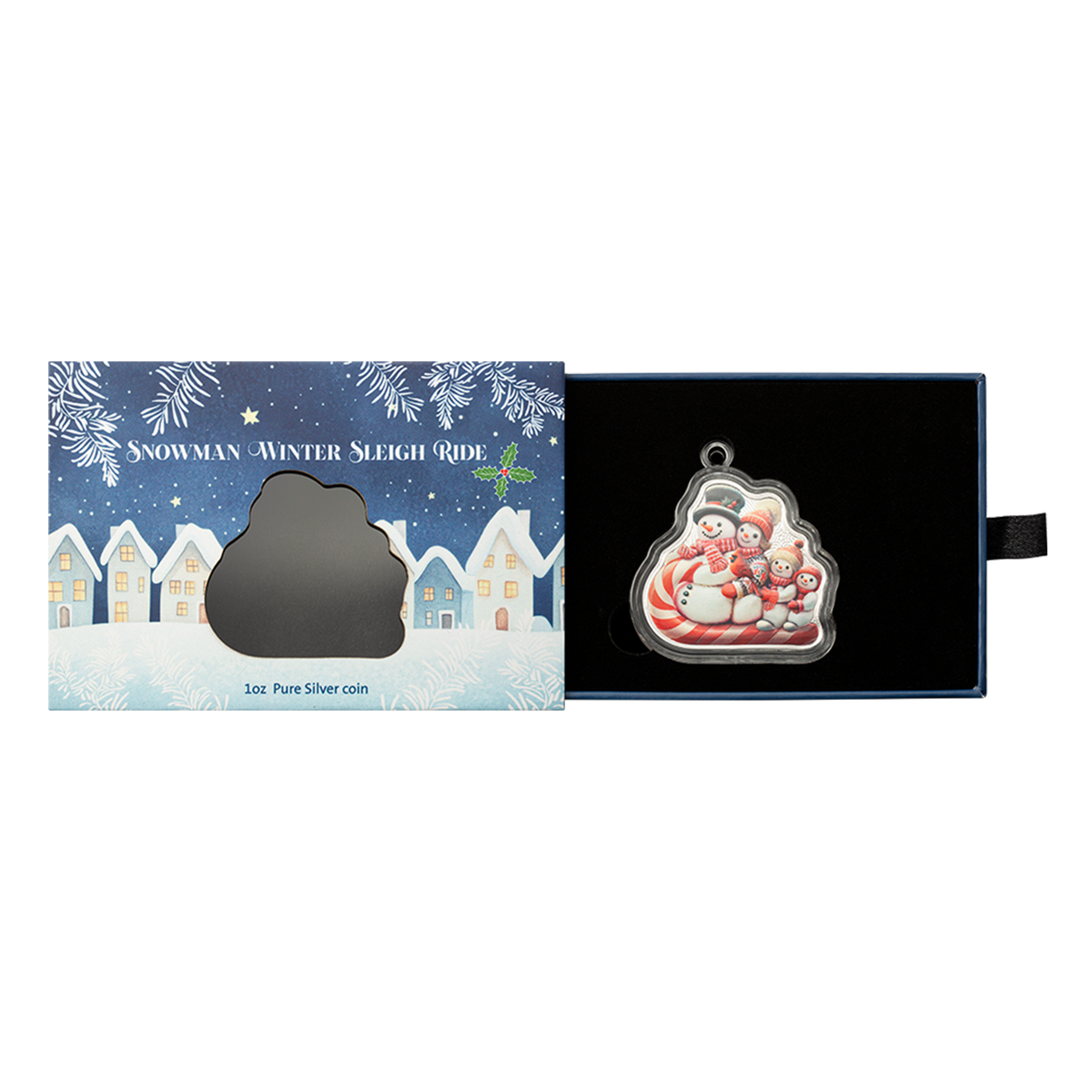 눈사람 겨울 썰매 타기 - 순은 동전