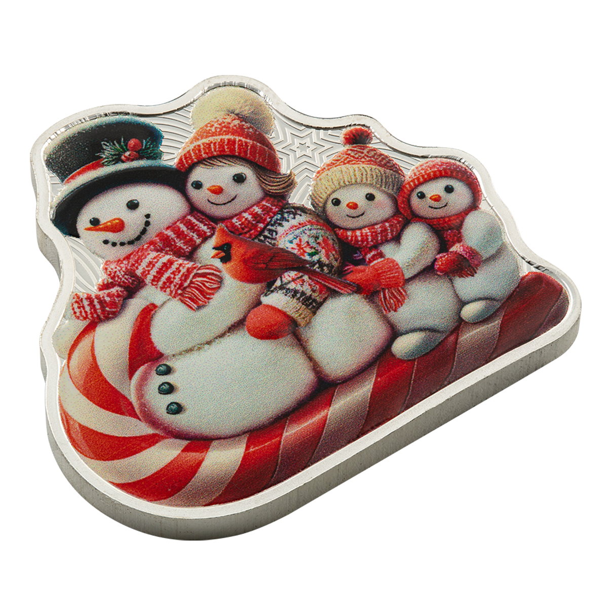 눈사람 겨울 썰매 타기 - 순은 동전