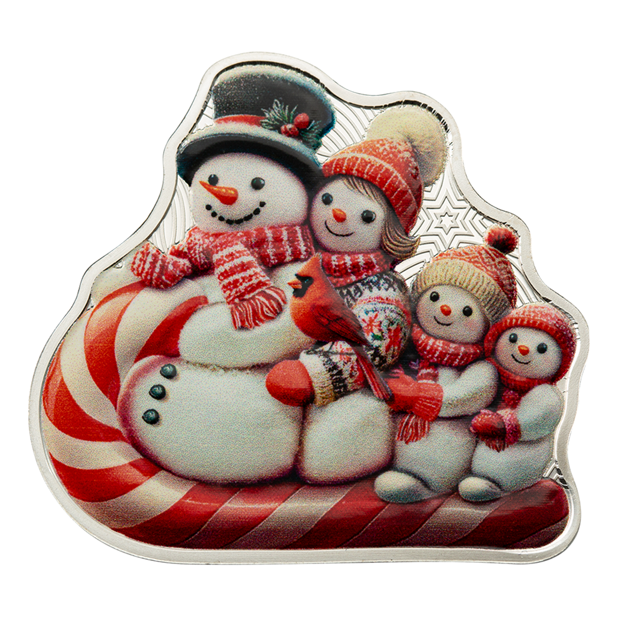 눈사람 겨울 썰매 타기 - 순은 동전