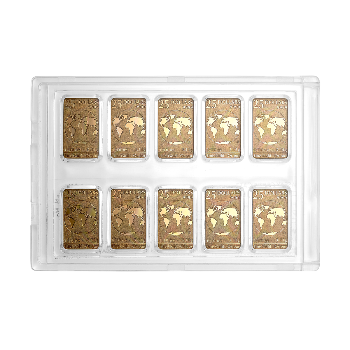 글로벌 트레이드 바 - 2025년 1온스 (10×1/10온스) 순금 (불리언)