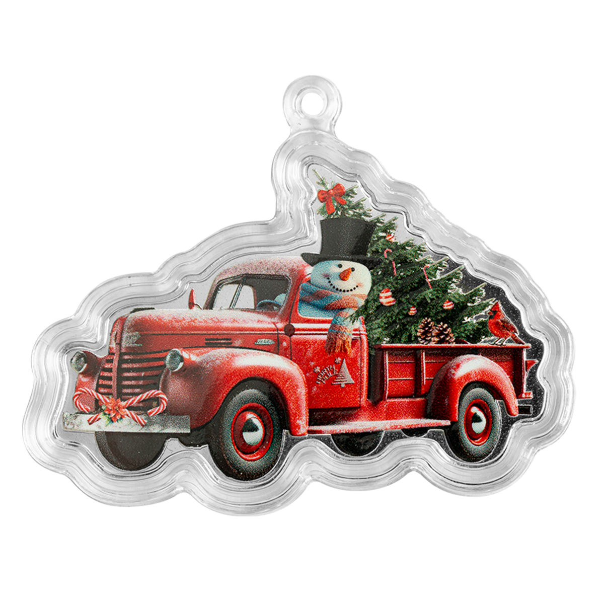 휴일 눈사람과 작은 빨간 트럭 - 순은 동전