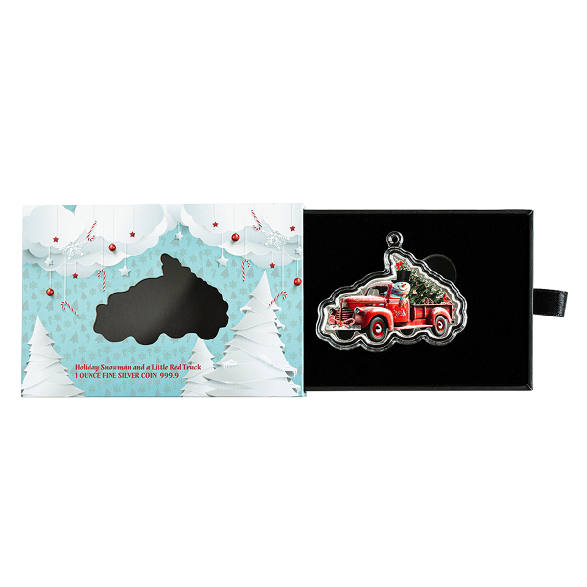 휴일 눈사람과 작은 빨간 트럭 - 순은 동전