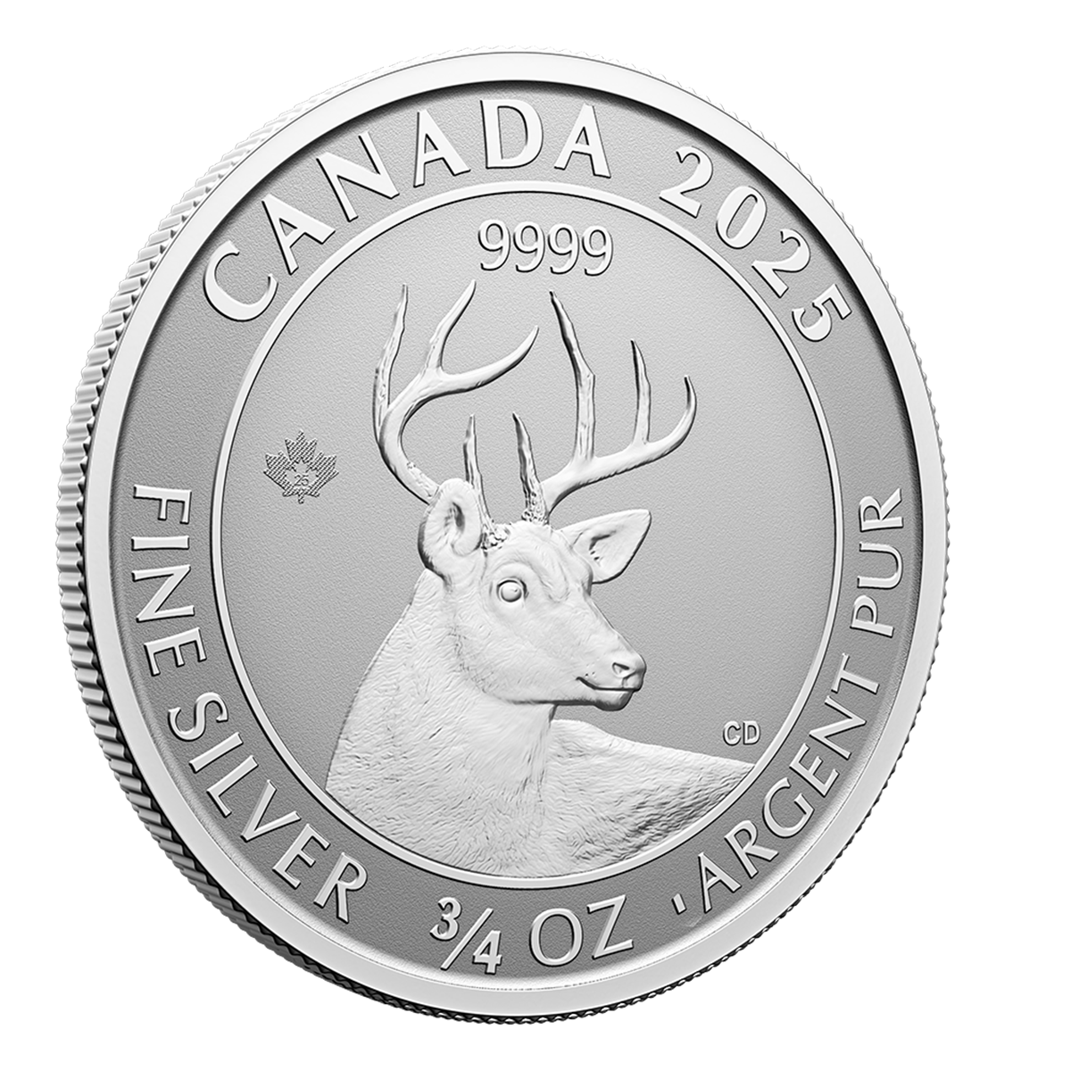 흰꼬리사슴 - 2025년 ¾온스 99.99% 순은 주화 (불리언)