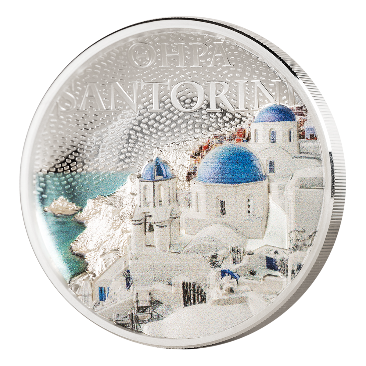 세계 건축물 – 산토리니 – 2온스 순은 동전