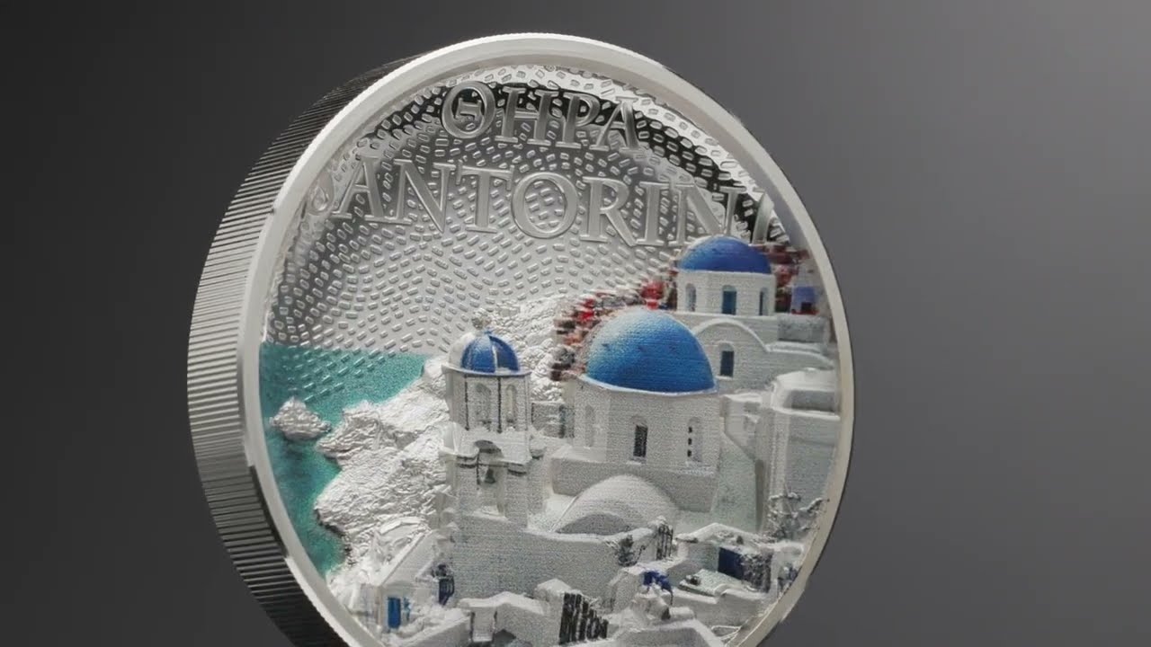 세계 건축물 – 산토리니 – 2온스 순은 동전