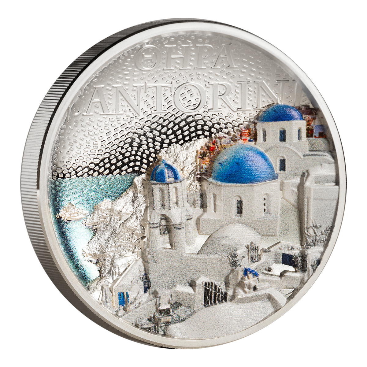 세계 건축물 – 산토리니 – 2온스 순은 동전